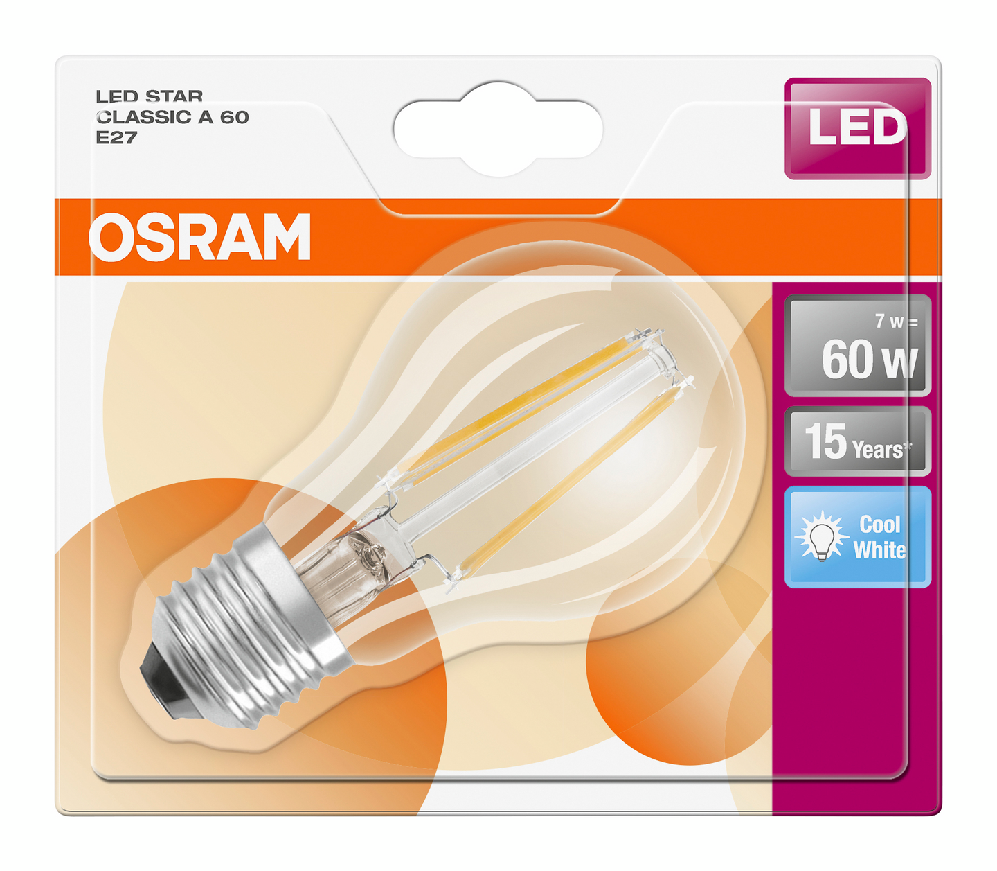 Led-lamppu Osram Retrofit 806lm A60 CL Fil 60 840 E27