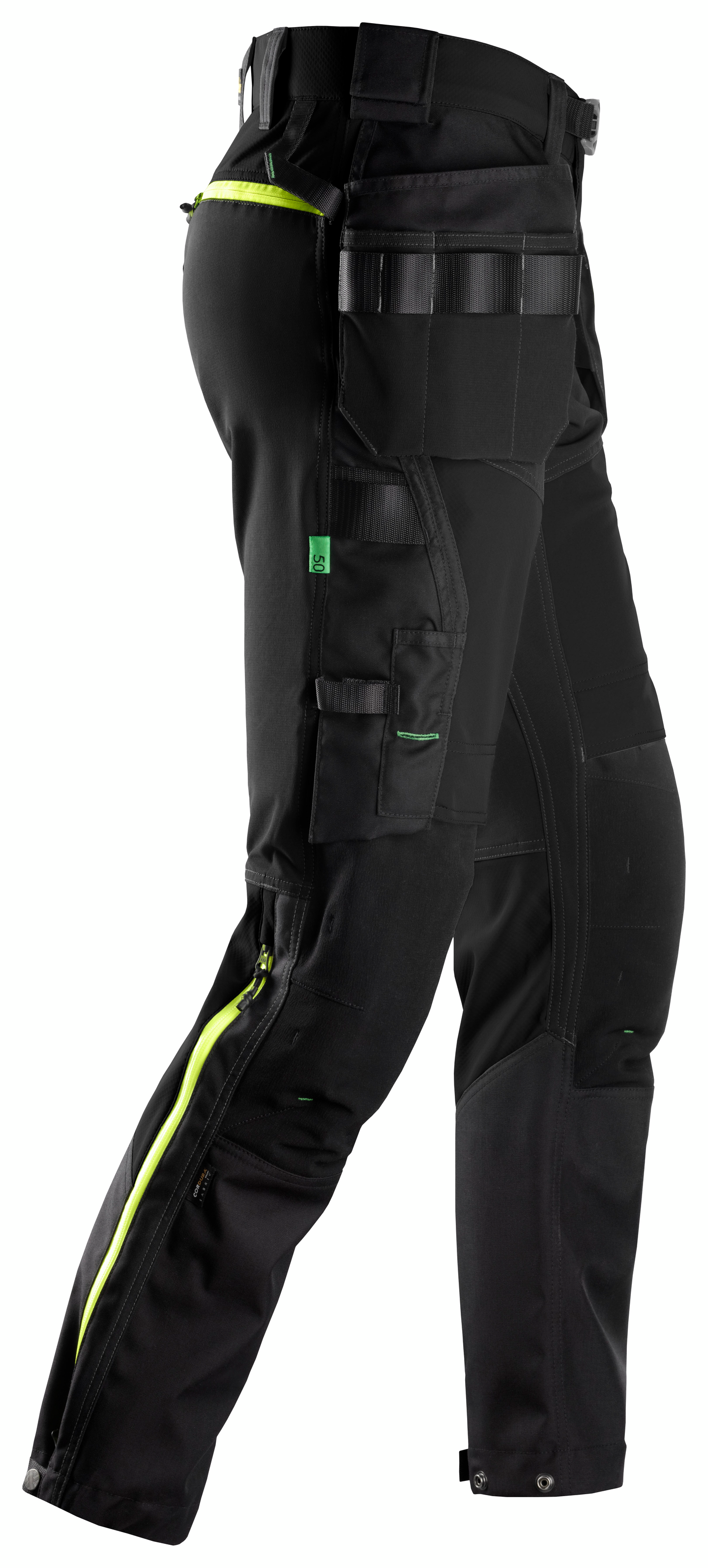 Työhousut Snickers FlexiWork+ Softshell Stretch riipputaskut 6940-0467 musta