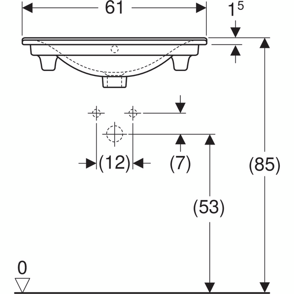 Tasoallas IDO Elegant L61 S47cm hanareikä ylivuotoaukko
