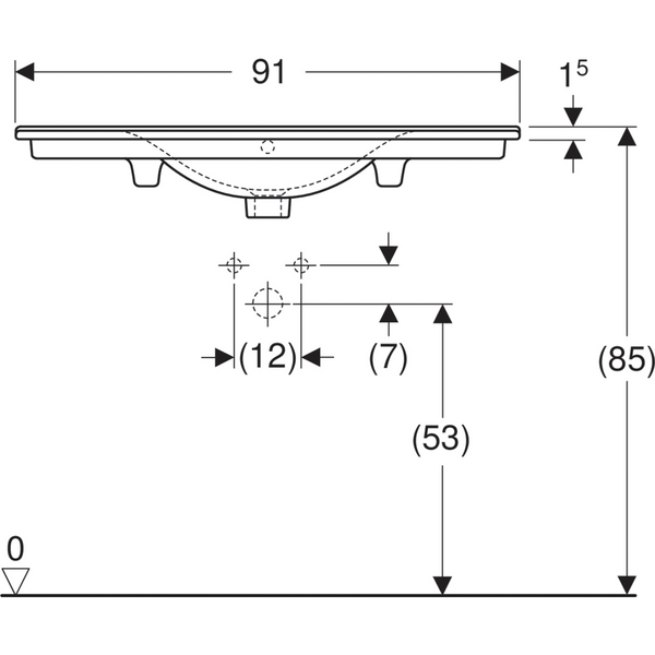 Tasoallas IDO Elegant L91 S47cm hanareikä ylivuotoaukko