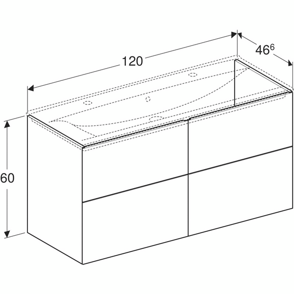 Allaskaappi IDO Elegant L120 K60 S46,6cm valkoinen