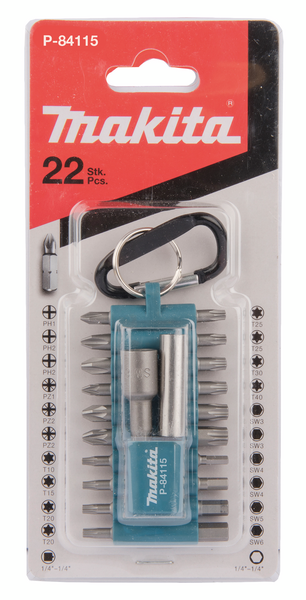 Ruuvikärkisarja Makita P-84115 22-osaa Torx/PH/PZ/kuusio 25mm