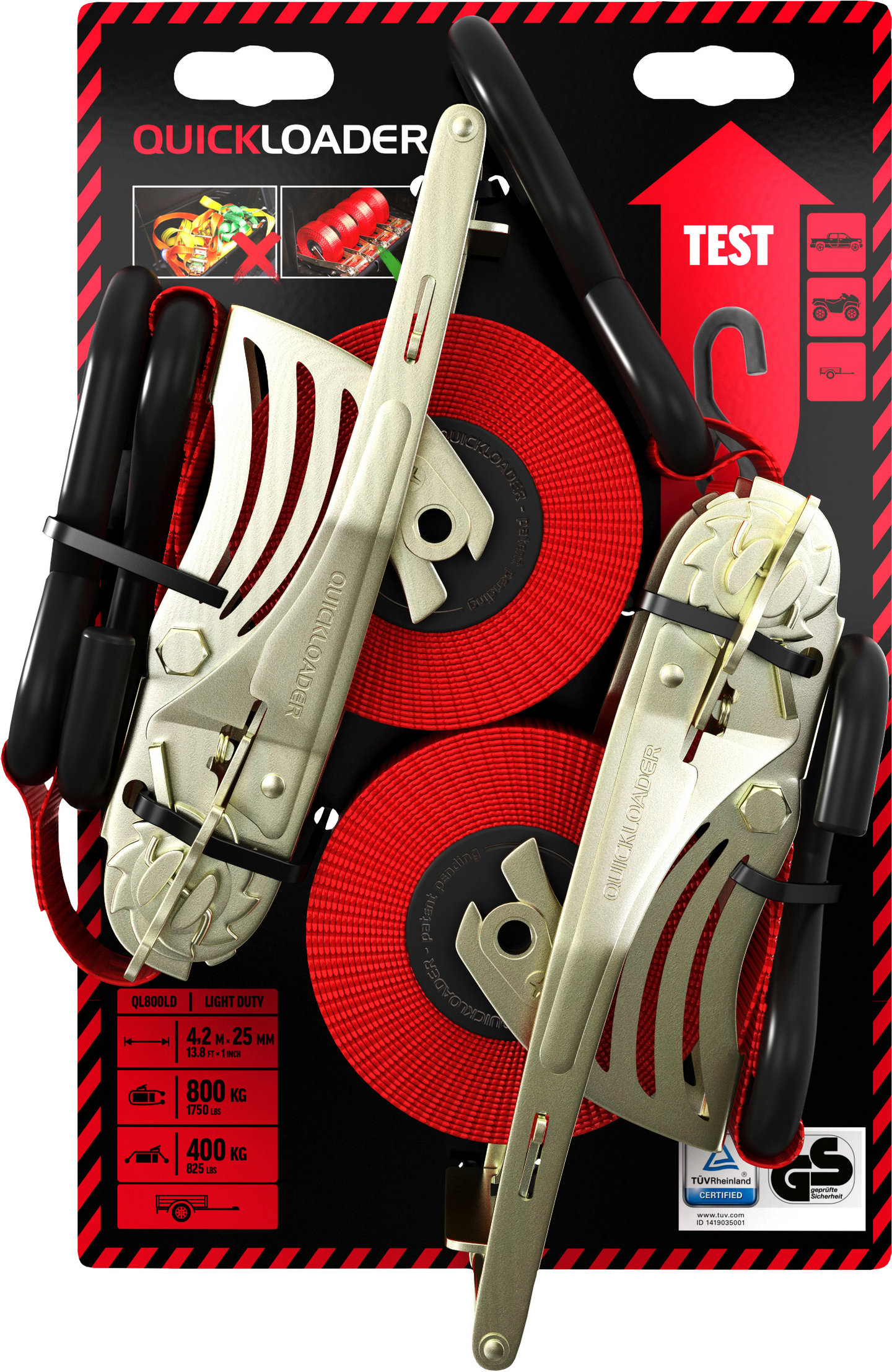Kuormaliina QUICKLOADER Retractable kelautuva QL800LD 25mm x 4,2m 400/800kg