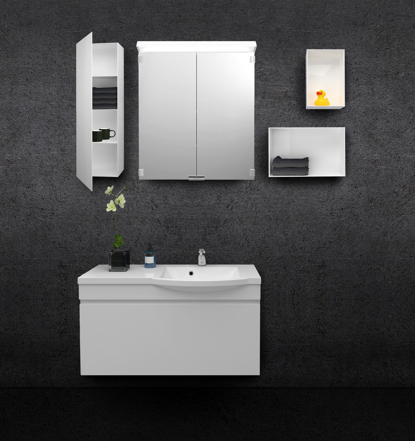 Valaisinpeilikaappi Polaria Lumena led-valo 550 vasen valkoinen