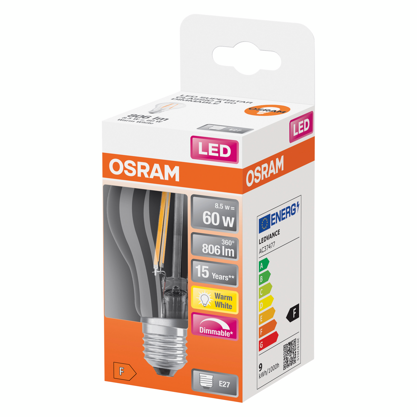 LED CLA60 NORM E27 DIM FIL BOX