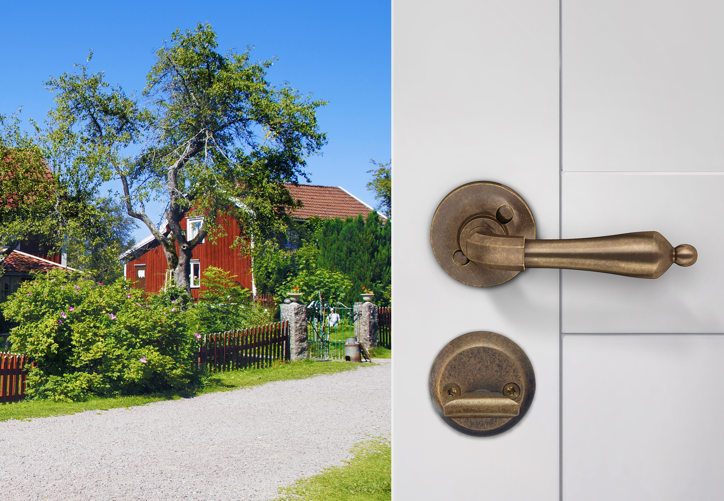 Ulko-Ovenpainike Beslagsboden Design B153A antiikkkimessinki