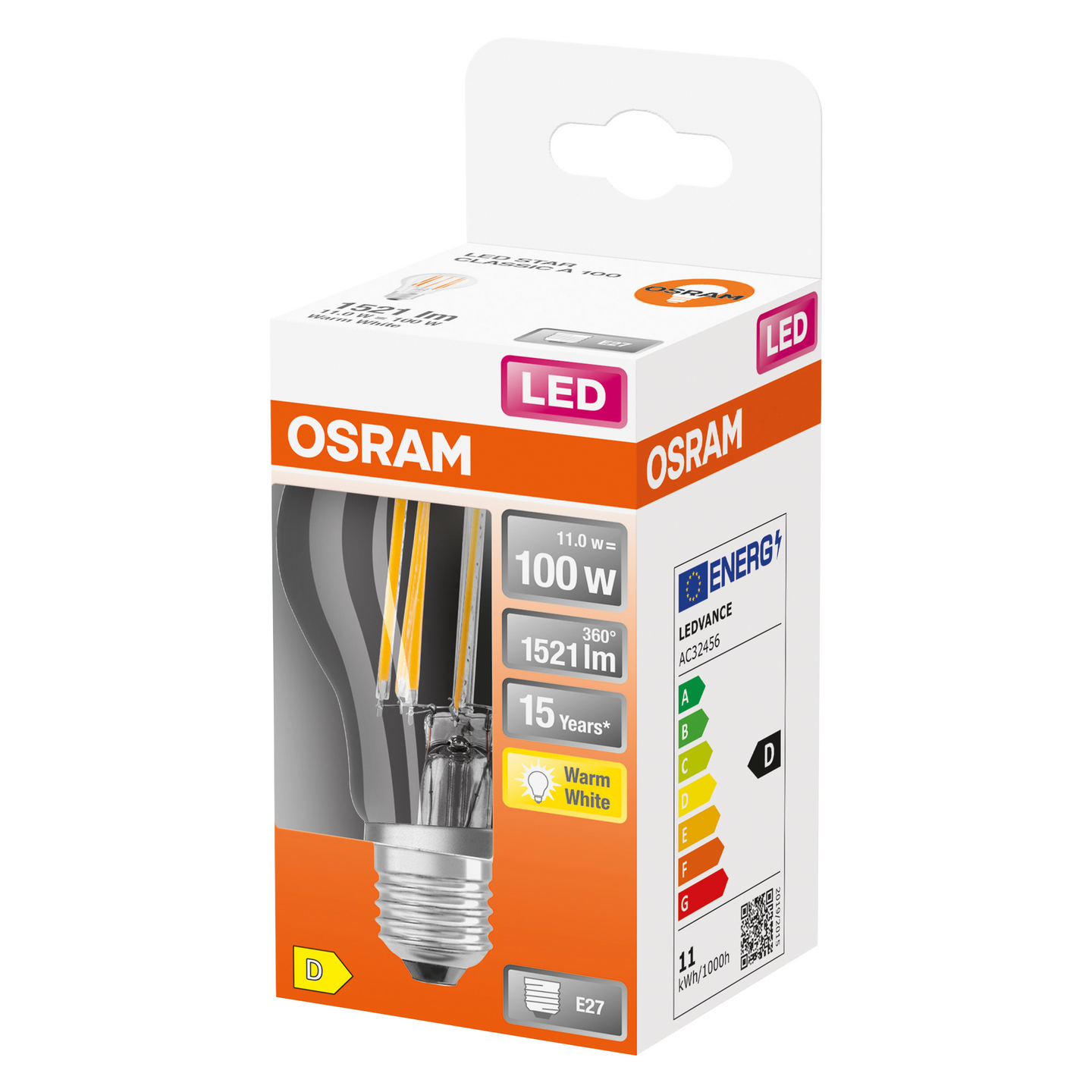 LED-LAMPA NORMAL 100KLAR BOX E27 827 CL A OSRAM