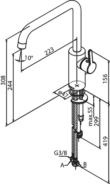 Keittiöhana Damixa 74081.87 Silhouet pkv kupari