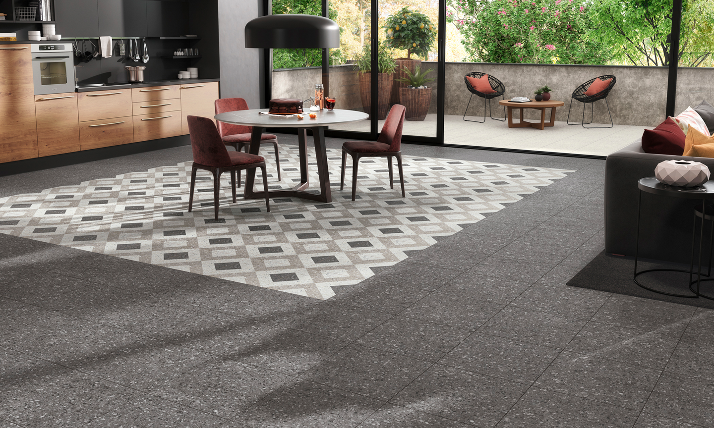 Lattialaatta Cello Traffic 45x45 pakkasenkestävä antrasiitti 1,22m²