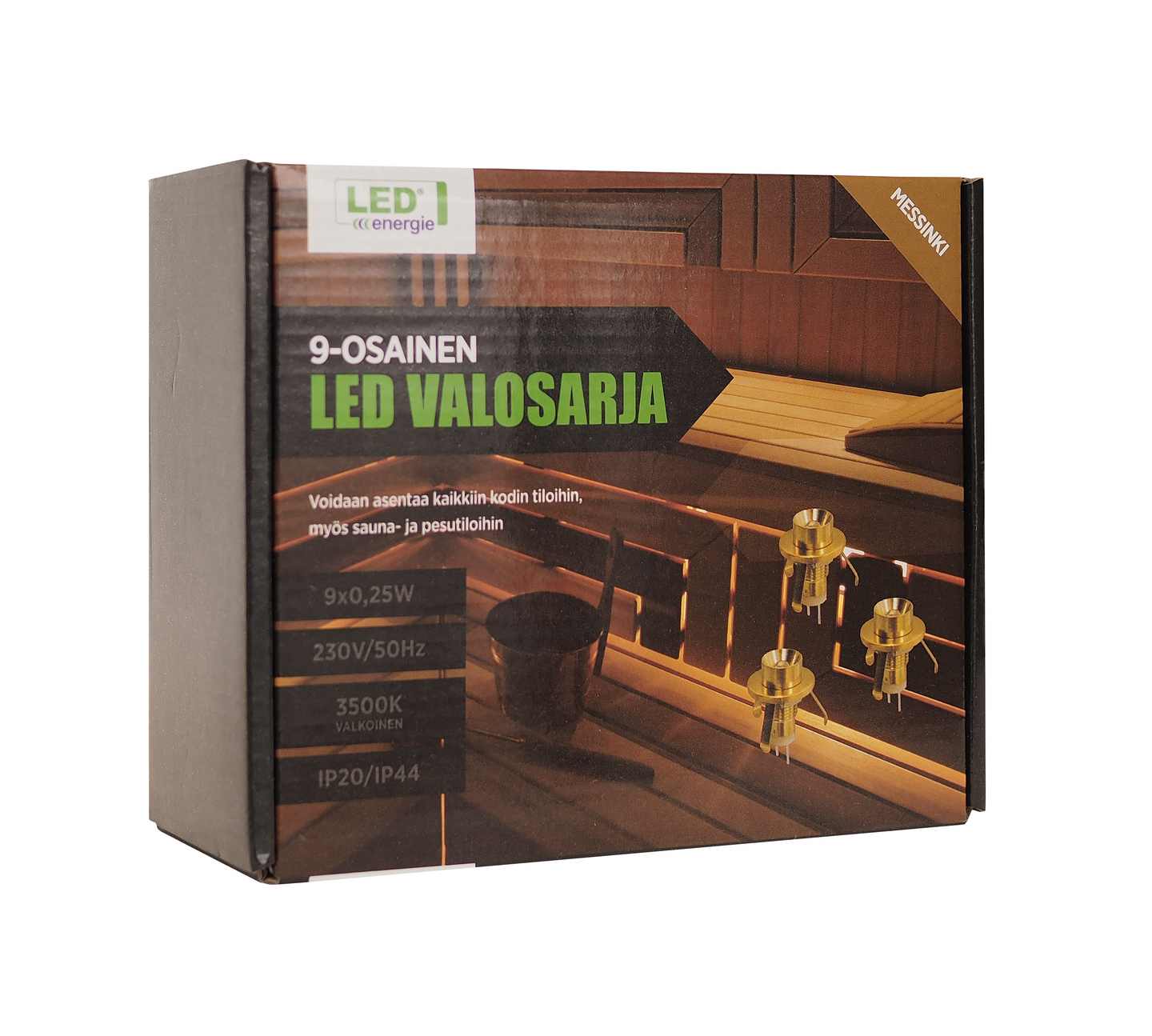 Valosarja Led Energie 9-osainen 3W 60lm 3500K messinki