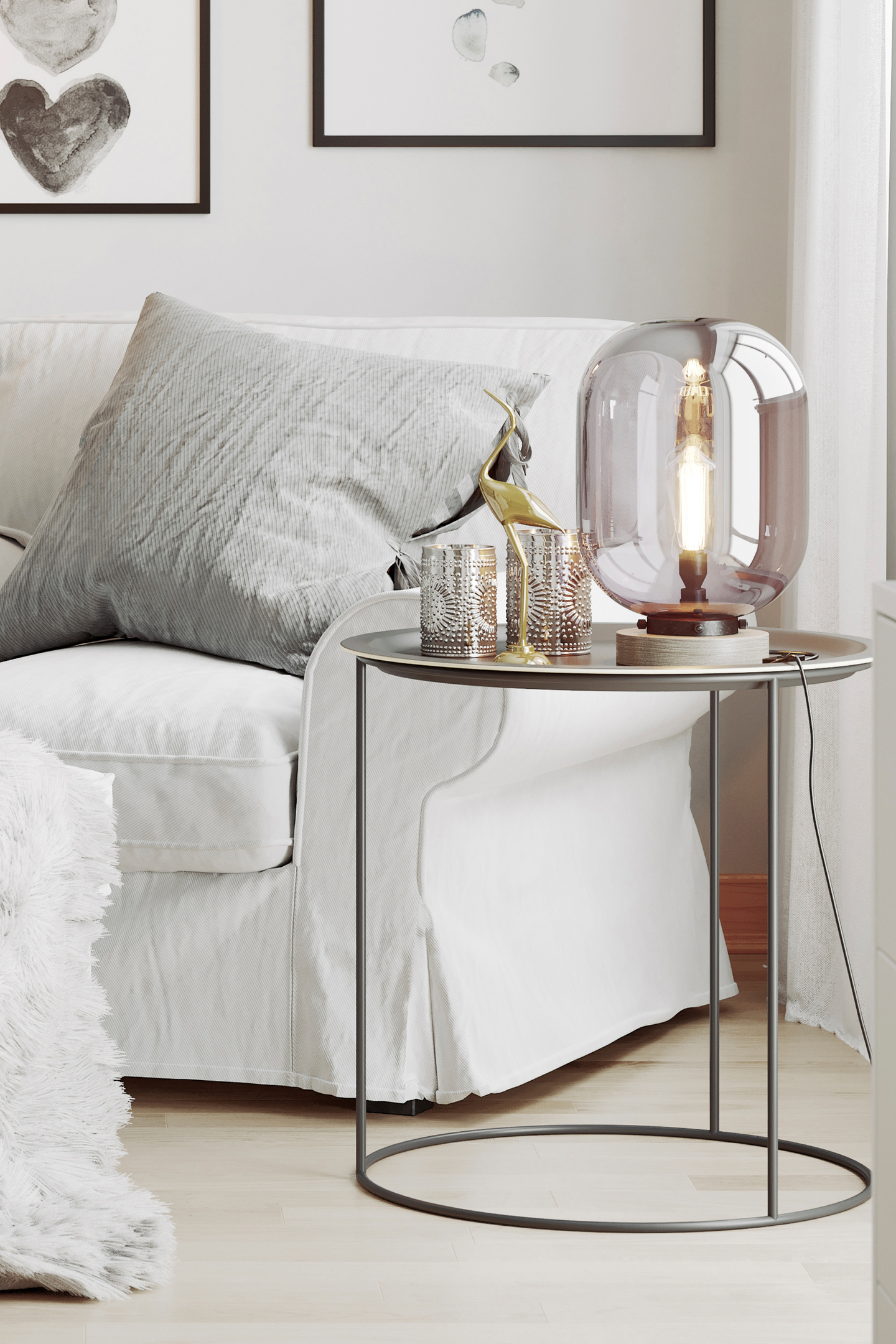 Pöytävalaisin By Rydéns Leola savunharmaa