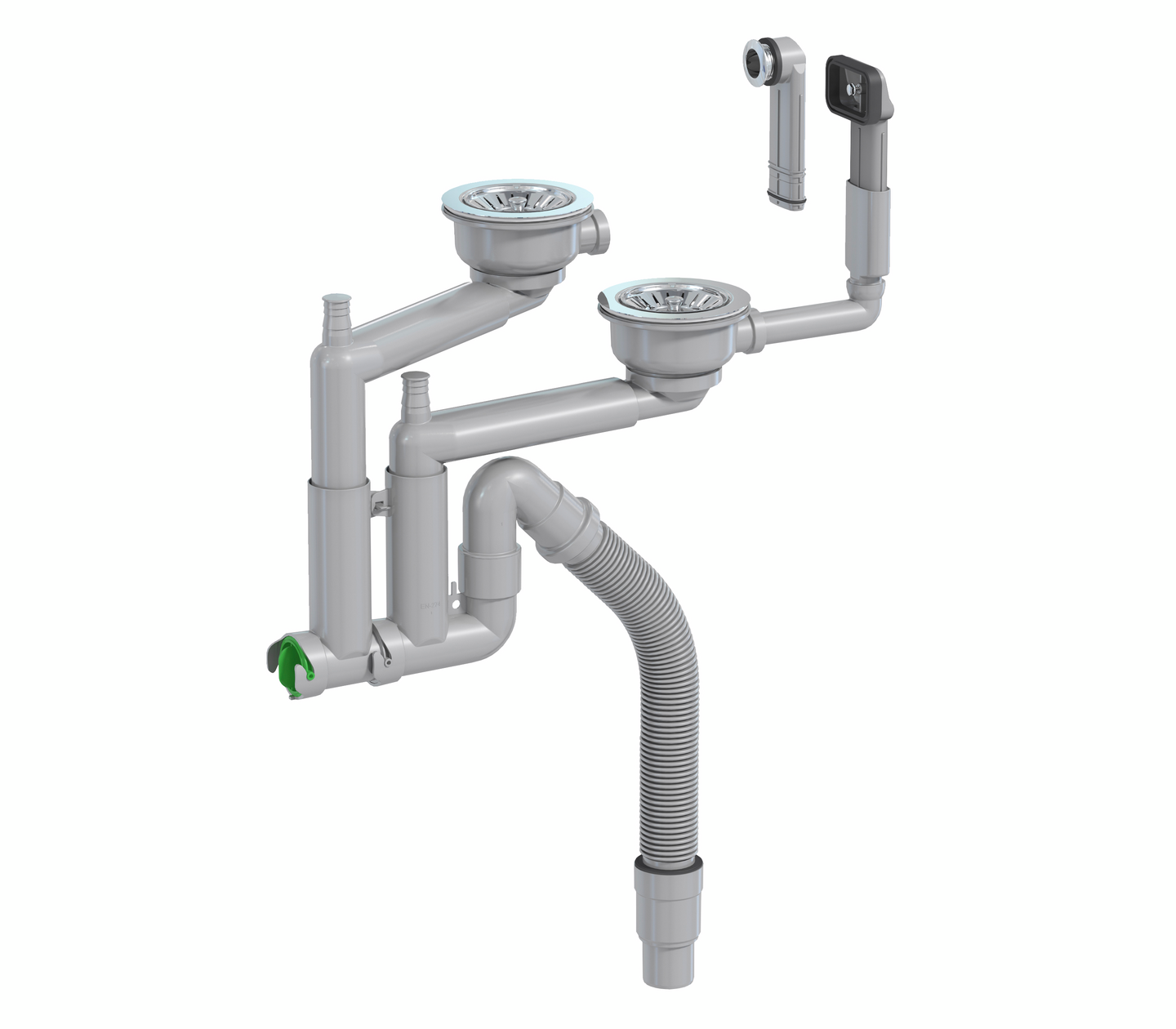 Keittiövesilukko 2-altainen koripohjaventtiili