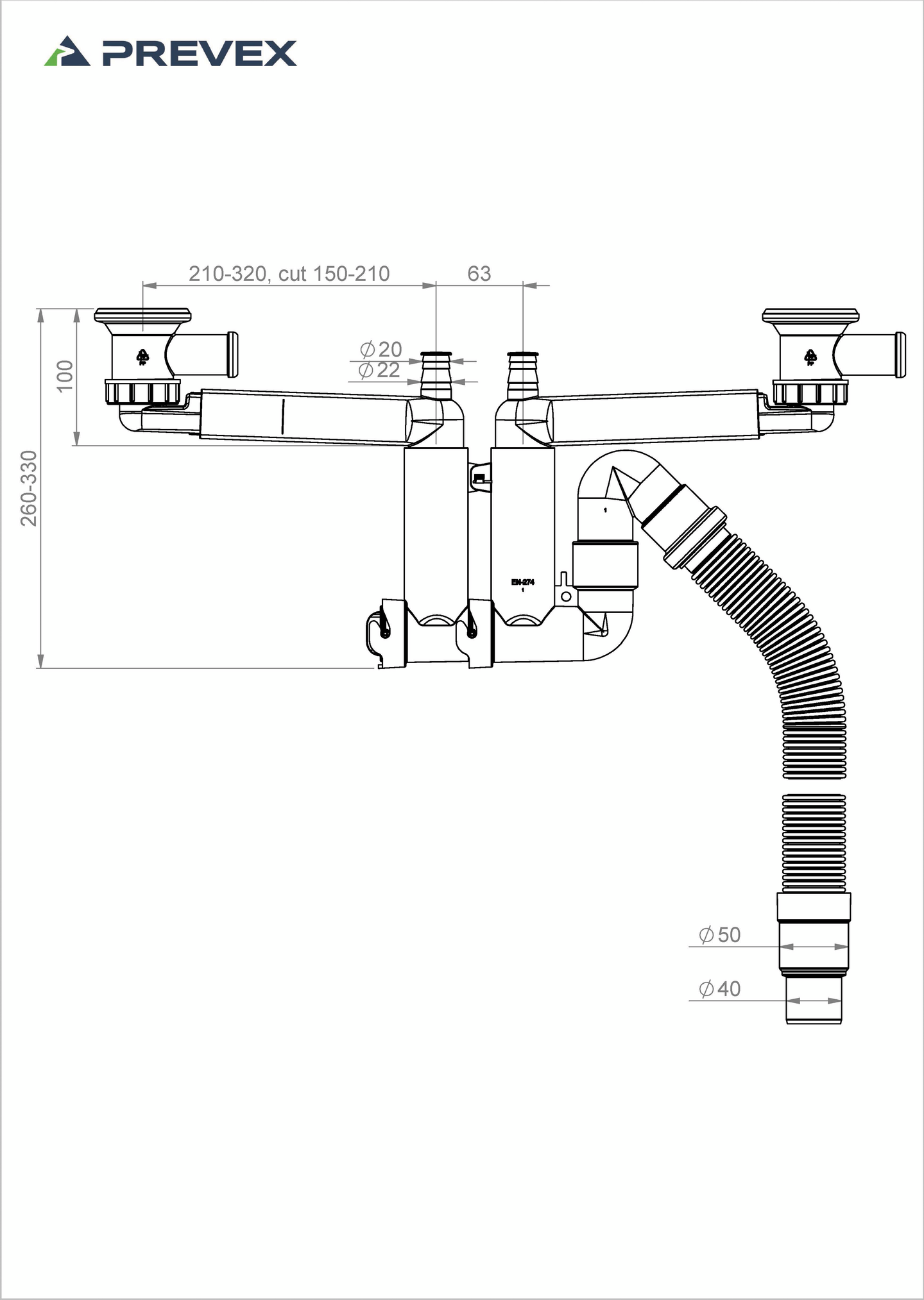 Keittiövesilukko 2-altainen sihti
