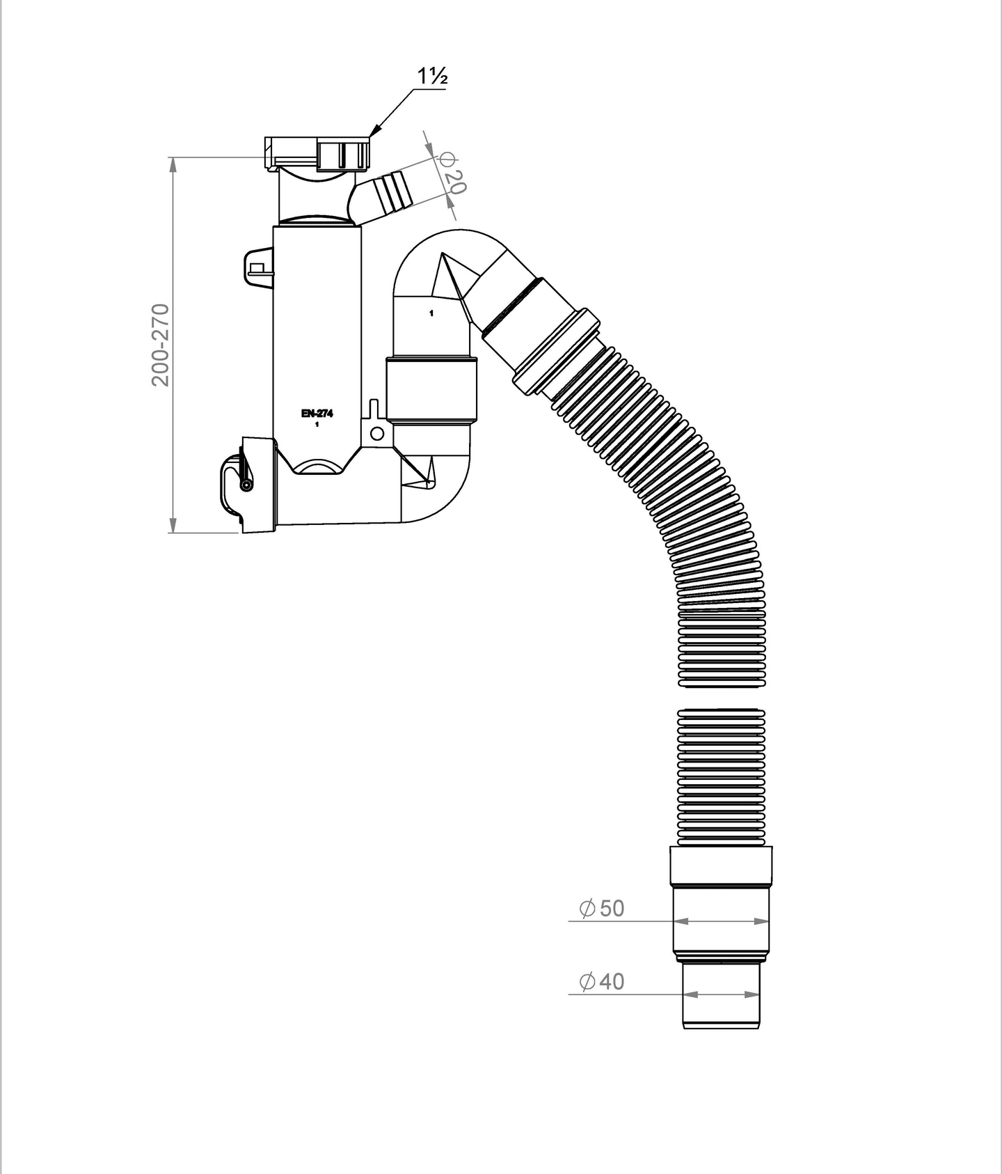 Keittiövesilukko Prevex Smartloc 1-altainen 1 1/2 sk Basic