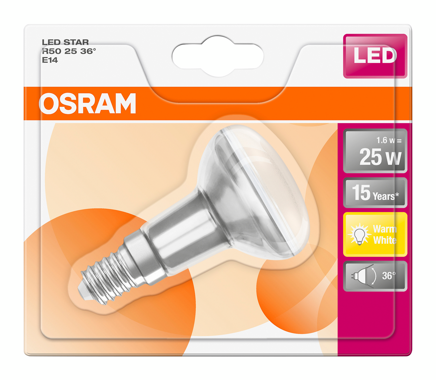 Led-lamppu Osram Star R50 104lm 827 E14