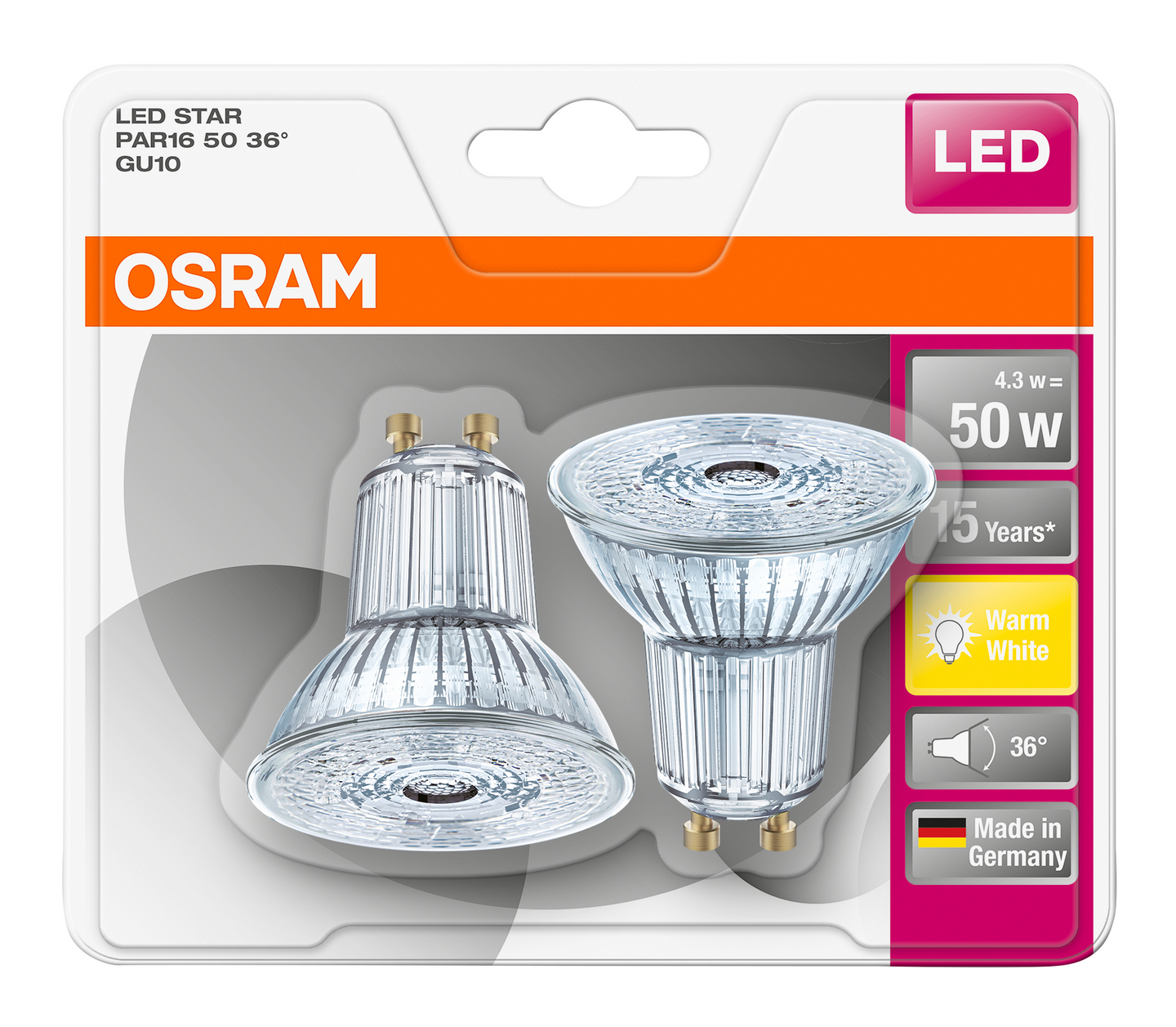 Led-kohdelamppu Osram Star PAR16 350lm 827 GU10