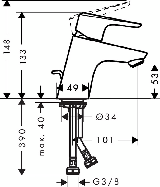 Pesuallashana Hansgrohe 14080000 Ecos M vpv
