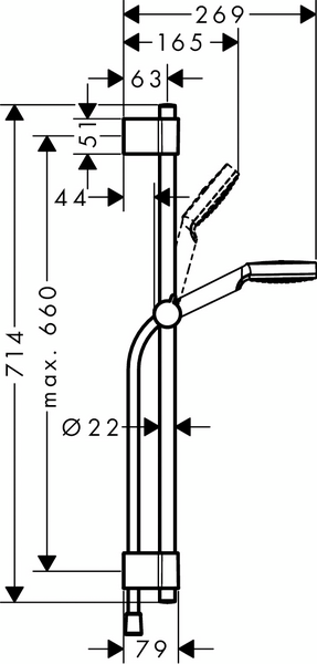 Suihkusetti Hansgrohe 27353400 Crometta Varia 720mm