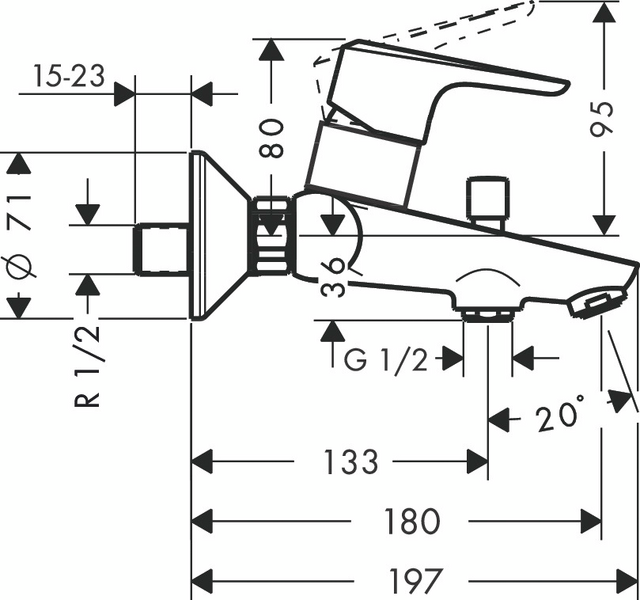 Amme- ja suihkuhana Hansgrohe 14124000 Ecos