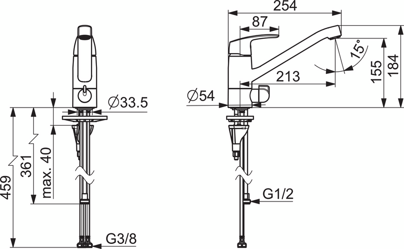 Keittiöhana Oras 1035FS-104 Safira Eco pesukoneventtiili