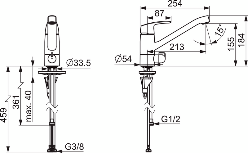Keittiöhana Oras 1035FS-105 Safira Eco pesukoneventtiili