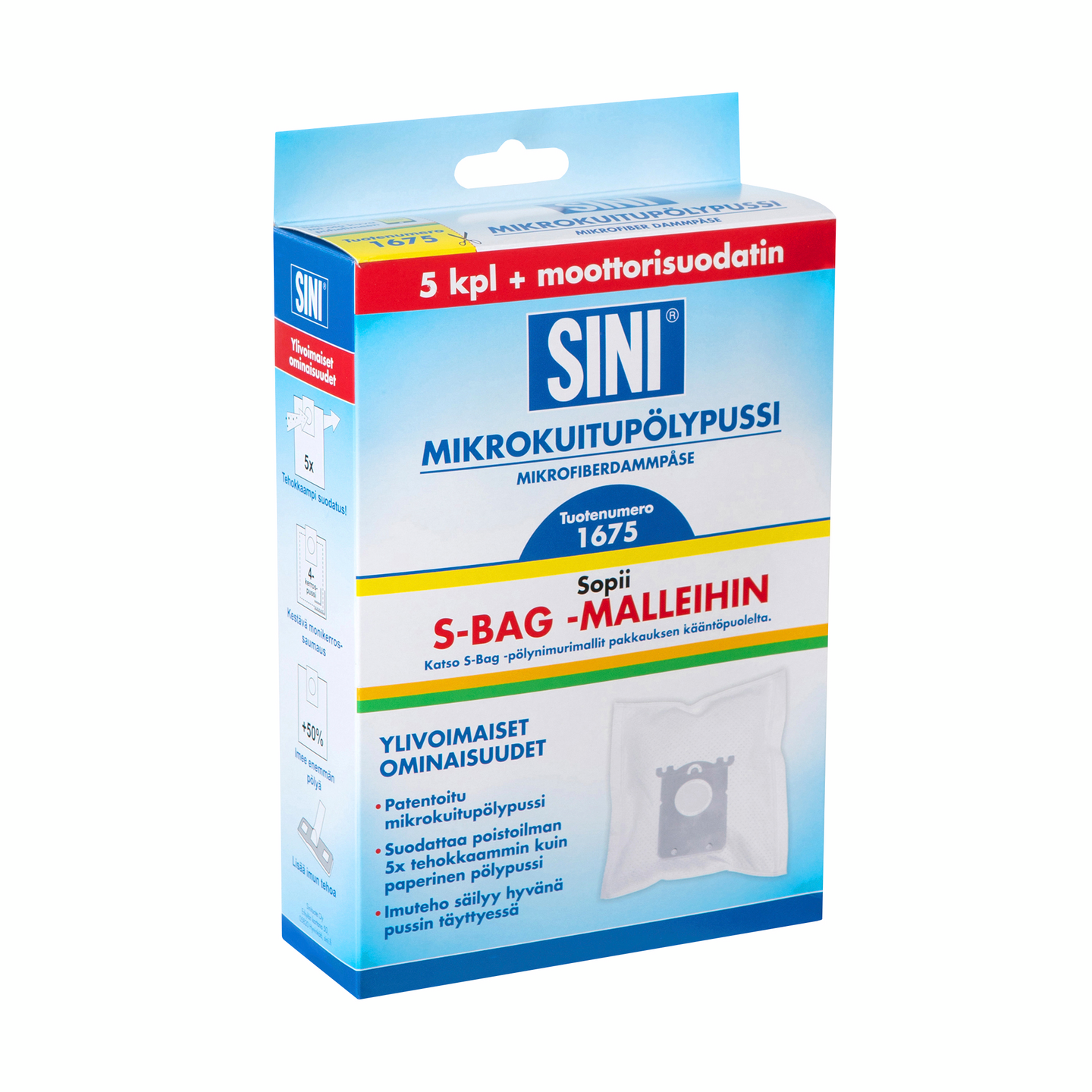 Mikrokuitupölypussi SINI 5kpl S51675