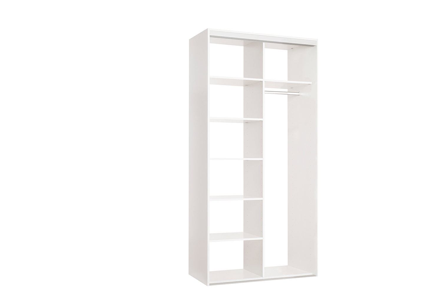 Liukuovikaapisto Cello 1200 valkoiset lasiovet