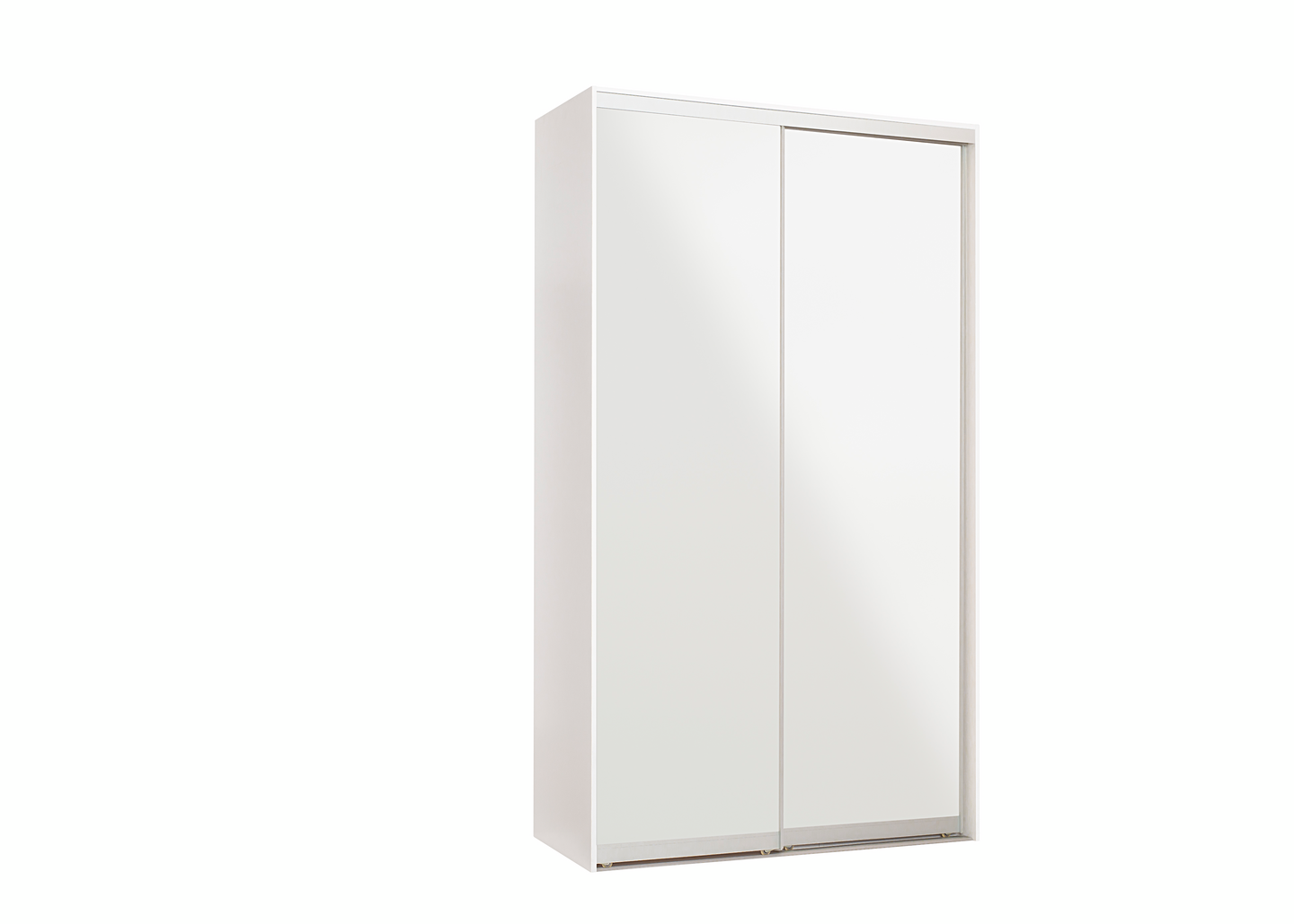 Liukuovikaapisto Cello 1400 valkoiset lasiovet