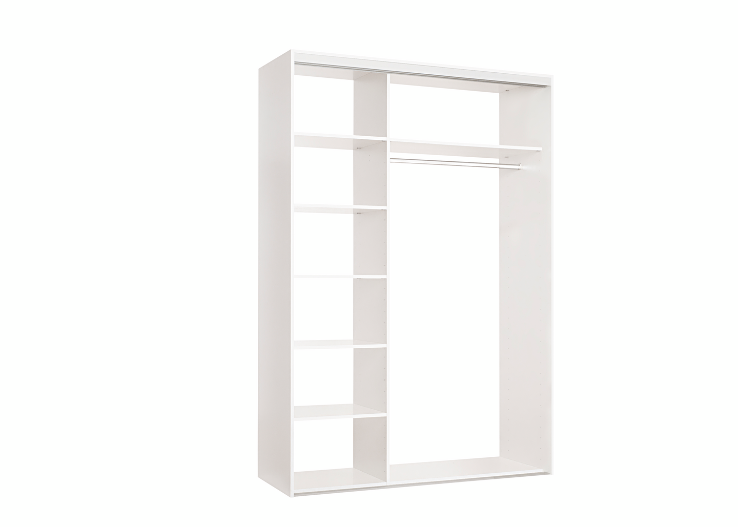 Liukuovikaapisto Cello 1600 valkoiset lasiovet