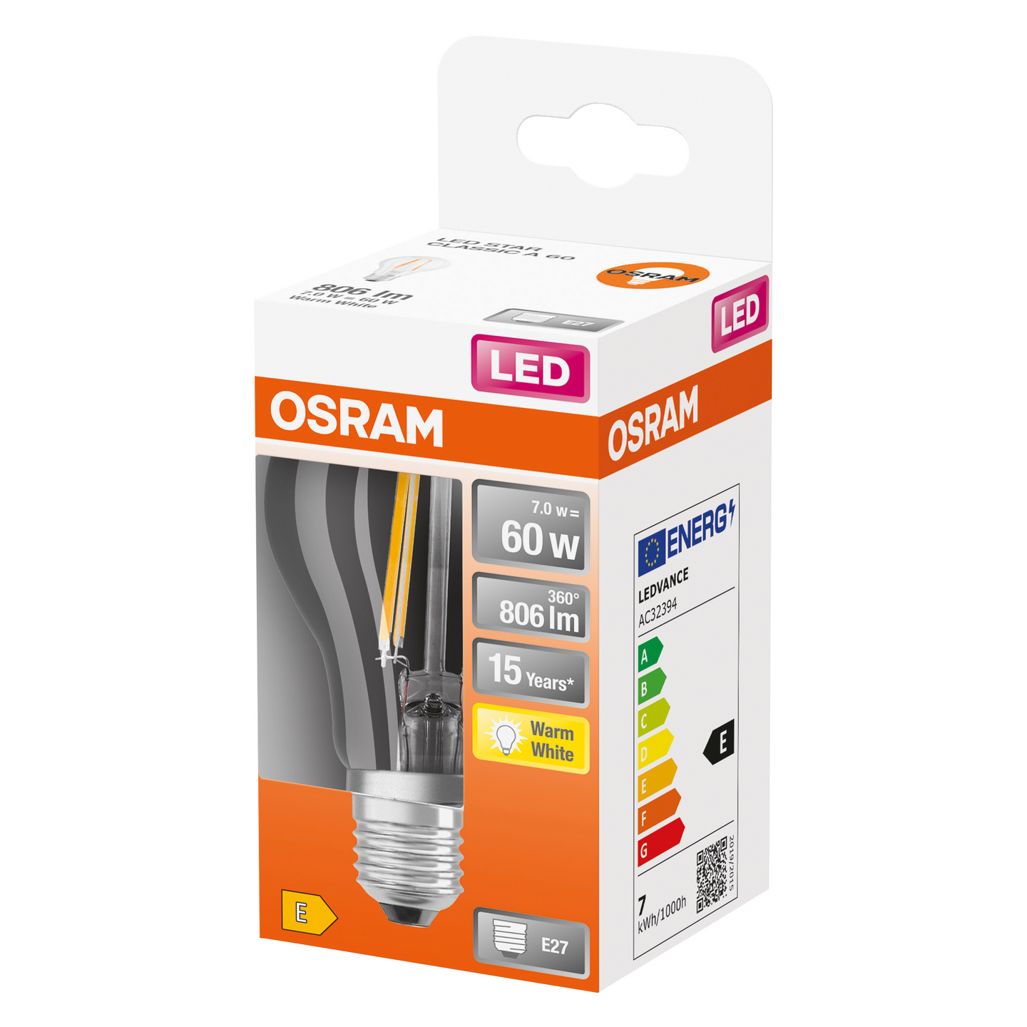 LED-LAMPA OSRAM KLAR BOX 827 CL A E27 (60)