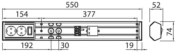 Työpistevalaisin Airam Handy 550mm 800lm 3000/4000K 2kpl pistorasia