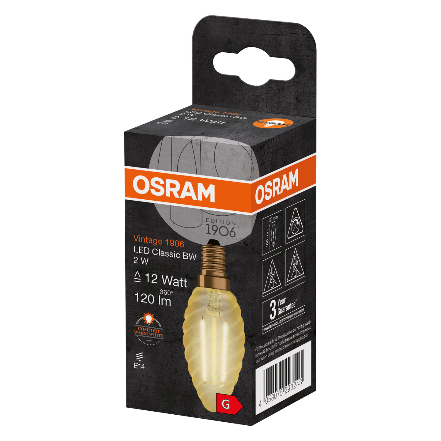LED OSRAM CL BW 12 KRON E14 FIL GOLD