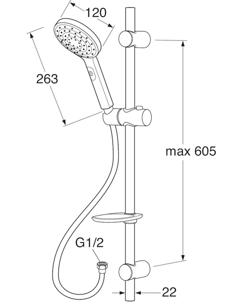 Suihkusetti Gustavsberg Round 103210 käsisuihkulla
