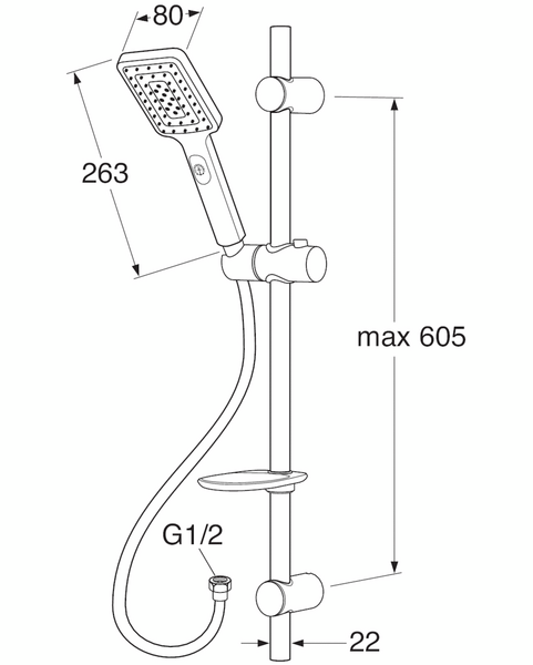 Suihkusetti Gustavsberg Square 103215 käsisuihkulla