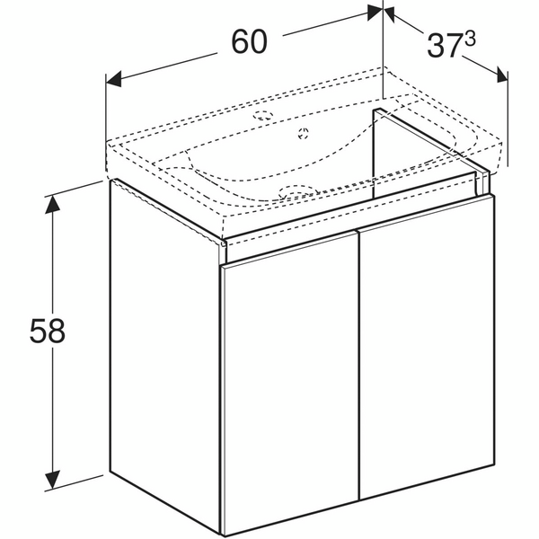 Allaskaappi IDO Light Compact L60 K58 S37,3cm tumma saarni