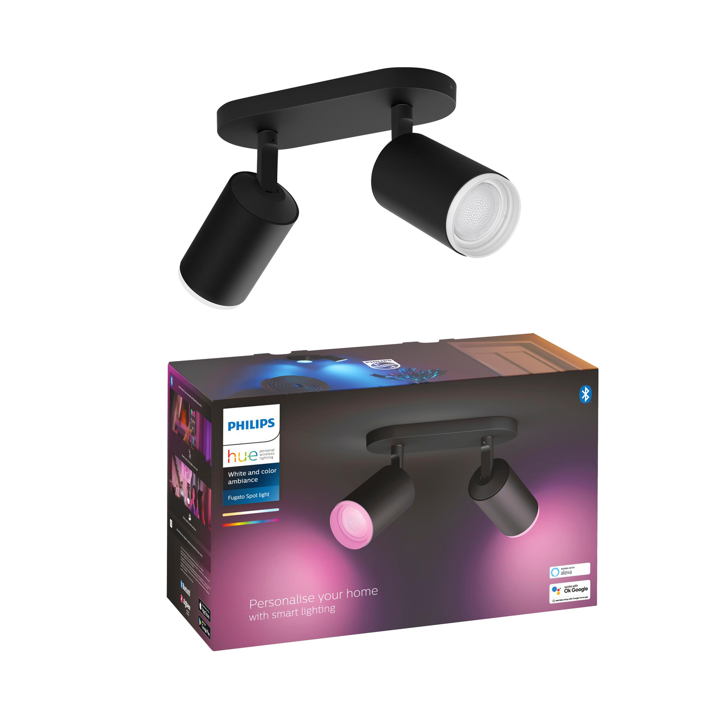 Kohdevalaisin Philips Hue Fugato 2-osainen 700lm musta