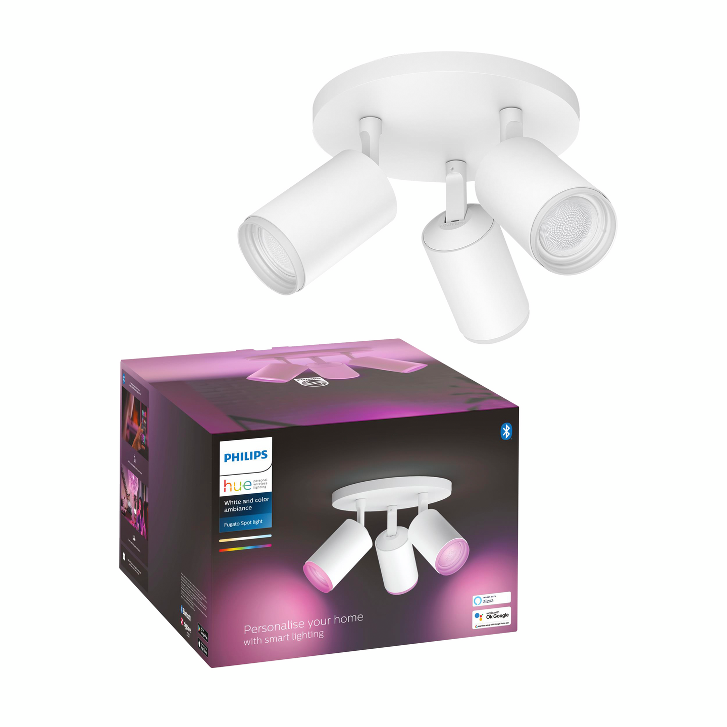 Kohdevalaisin Philips Hue Fugato 3-osainen 1050lm valkoinen