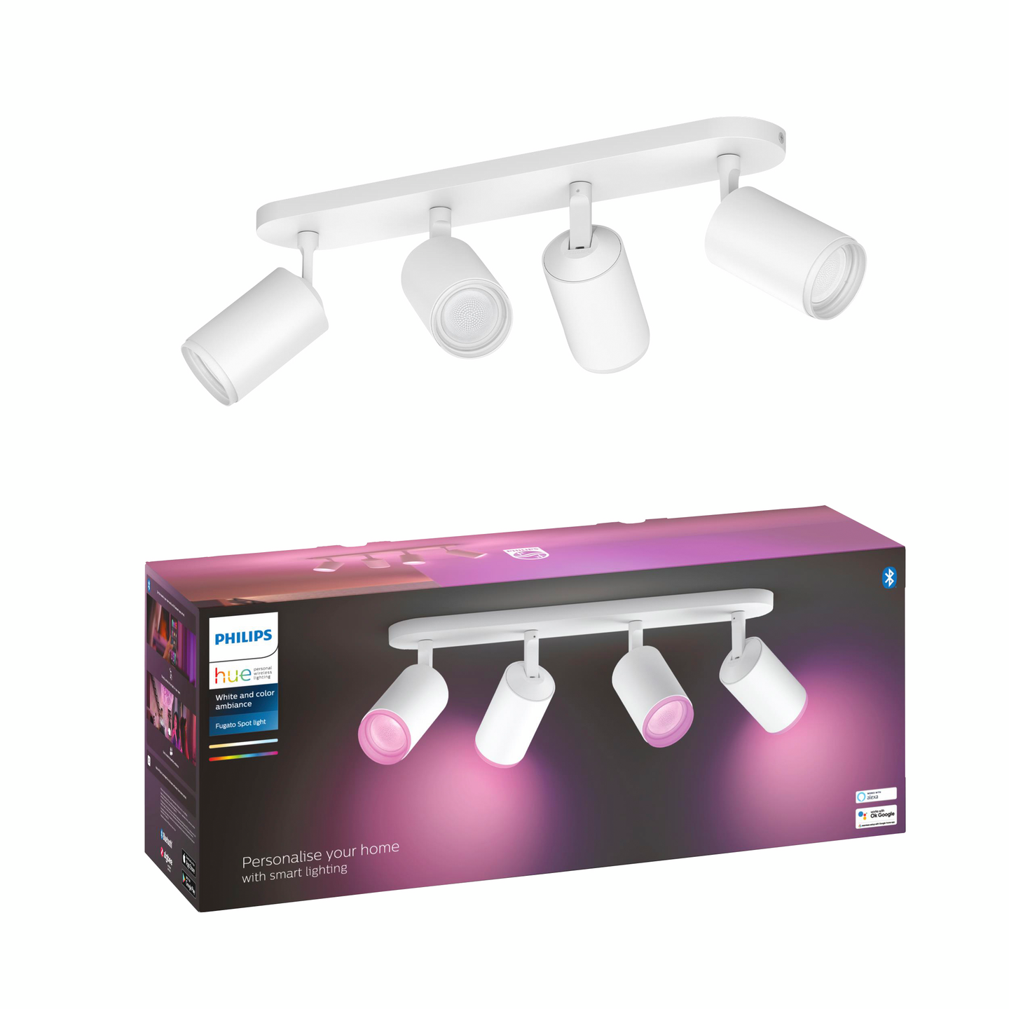 Kohdevalaisin Philips Hue Fugato 4-osainen 1400lm valkoinen