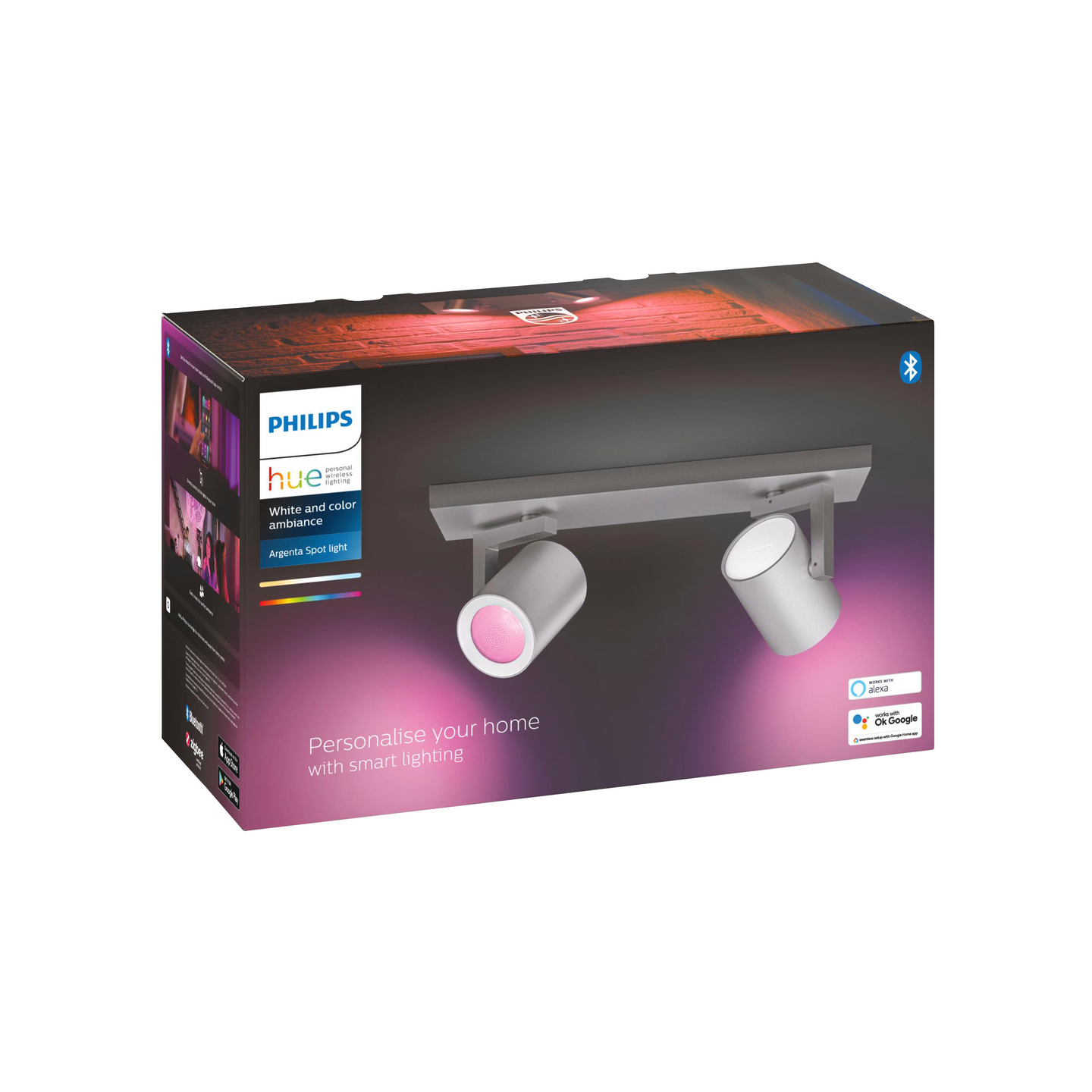 Kohdevalaisin Philips Hue Argenta 2-osainen 700lm alumiini