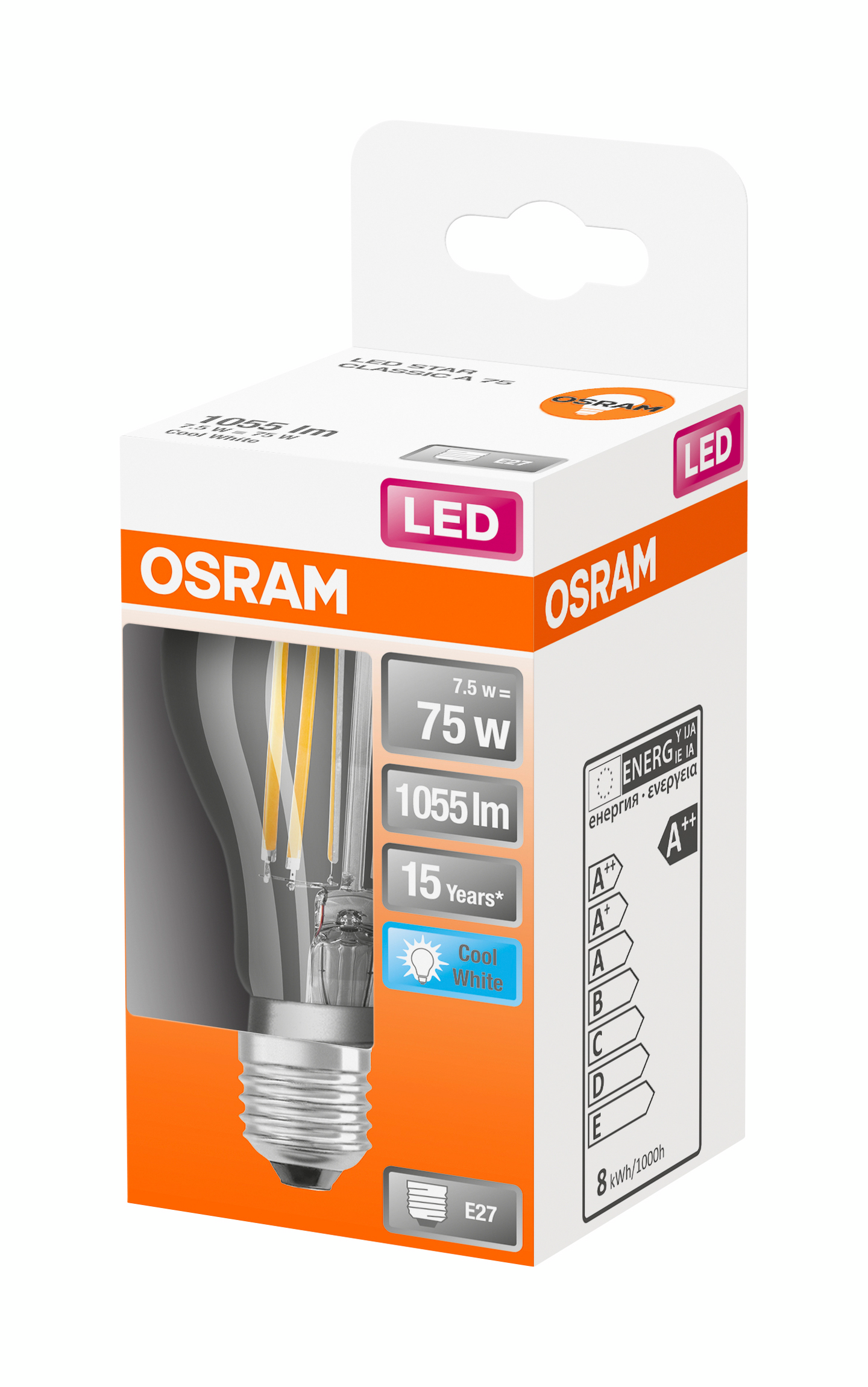 Led-vakiolamppu OSRAM Star 1055lm 840 E27 kirkas