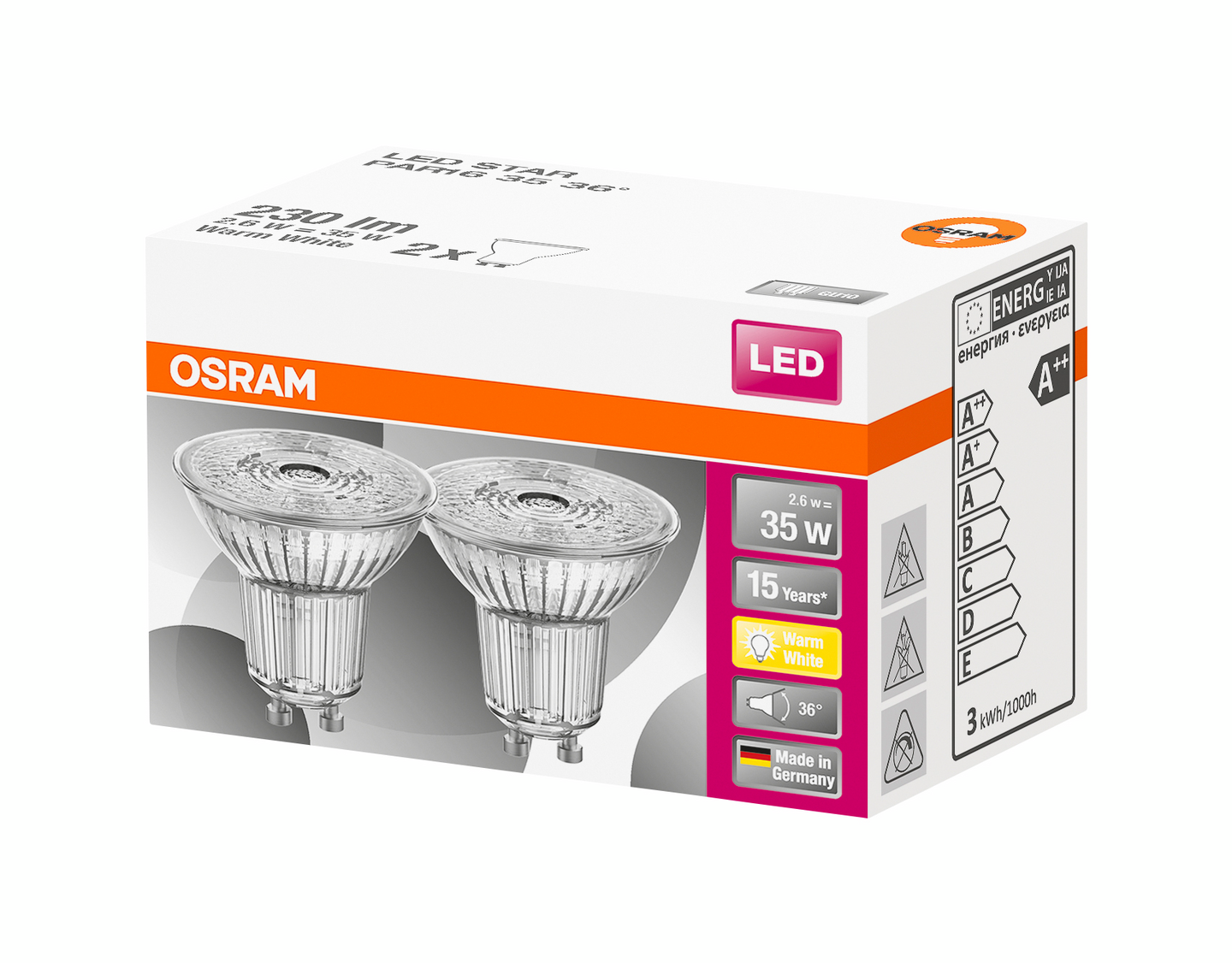 Led-kohdelamppu OSRAM Star 230lm 827 GU10 2kpl