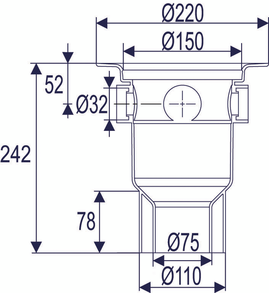 Lattiakaivo Uponor DN75/110 3x32 pysty