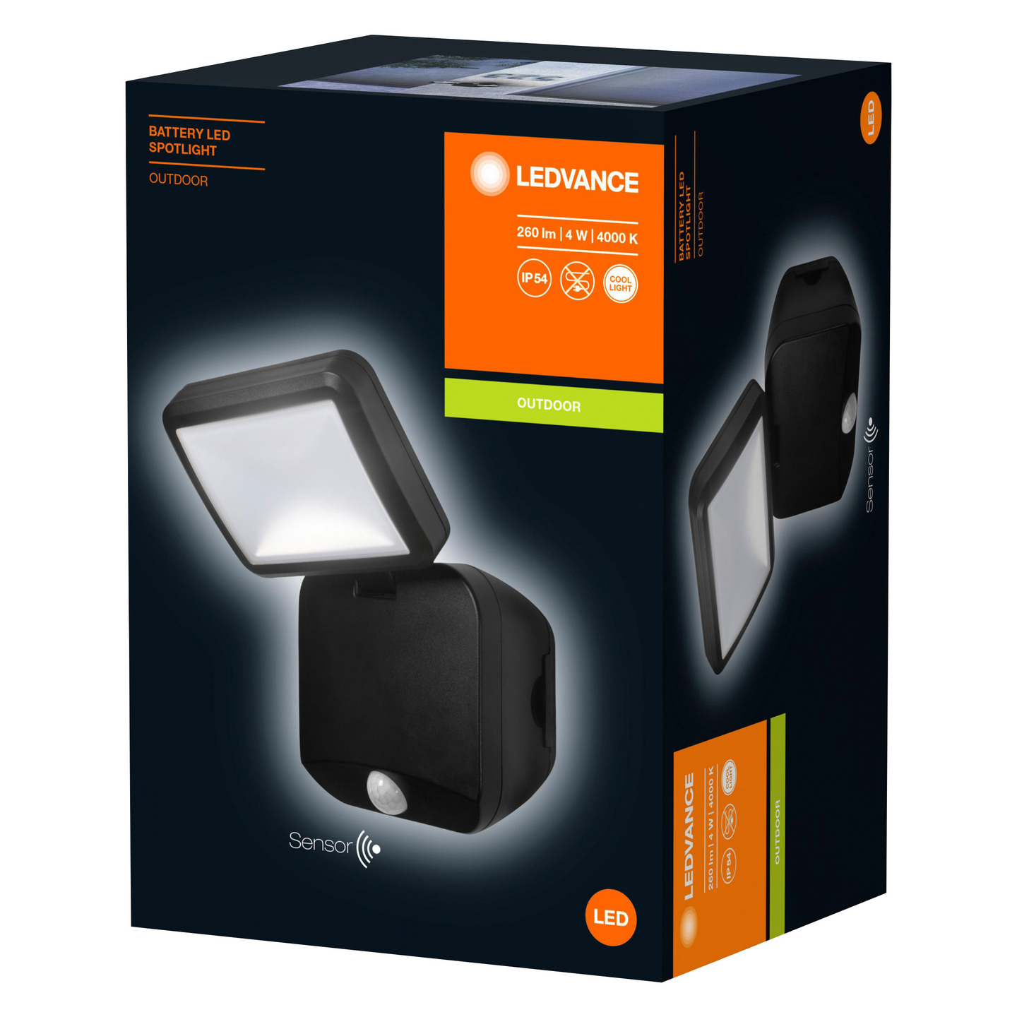 STRÅLKASTARE LED SINGEL SVART BATTERIDRIFT EXKL BATTERI 4XD