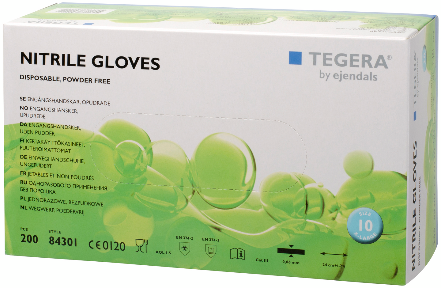 Kertakäyttökäsineet TEGERA 84301 nitriili puuteriton 200kpl