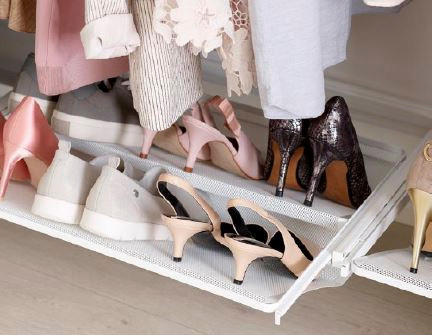 Kenkähylly mesh Elfa 605x430mm ulosvedettävä valkoinen 486190