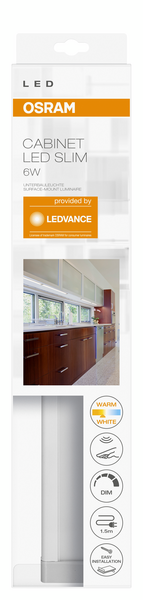 Led-listavalaisin Osram Cabinet led Slim 30cm 250lm 830