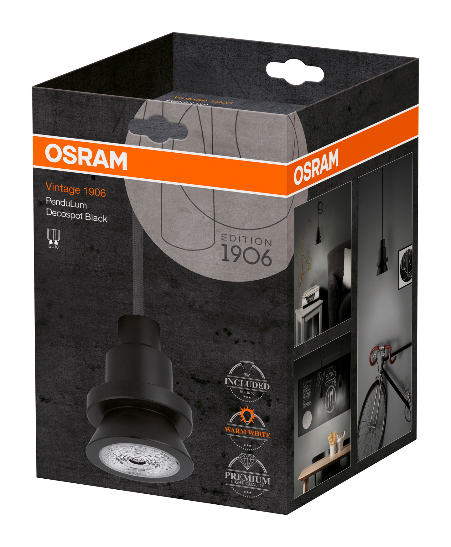 Riippuvalaisin Osram Vintage 1906 Pendulum Decospot 4x1 musta