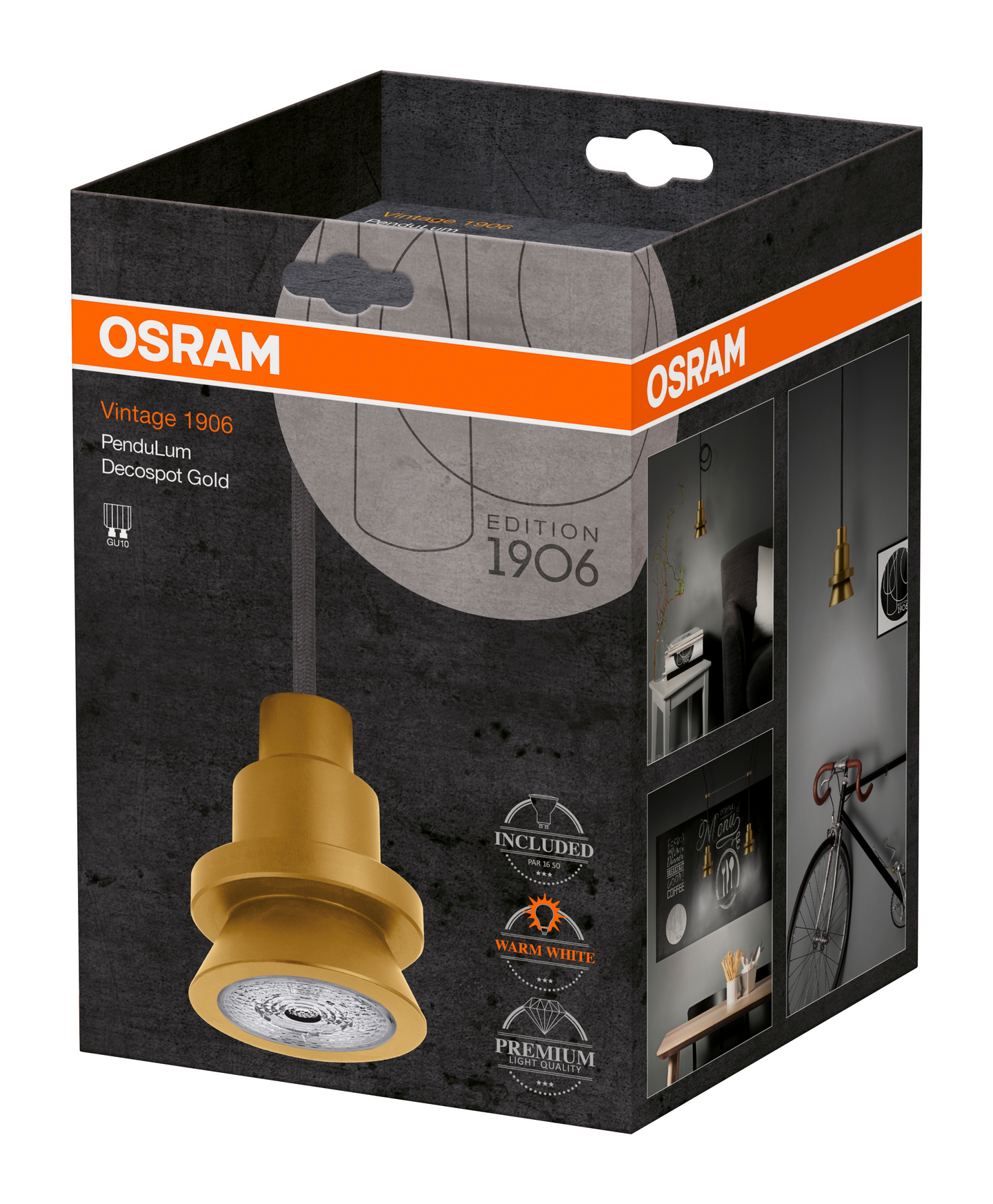 Riippuvalaisin Osram Vintage 1906 Pendulum Decospot 4x1 kultainen