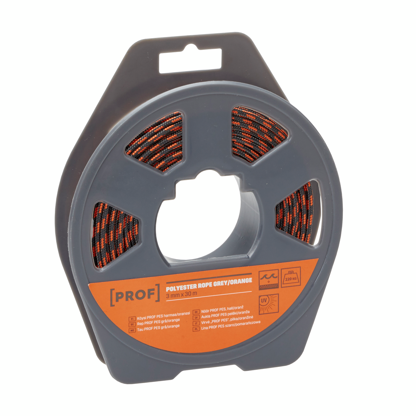 Köysi PROF polyesteri harmaa oranssi 3mmx30m