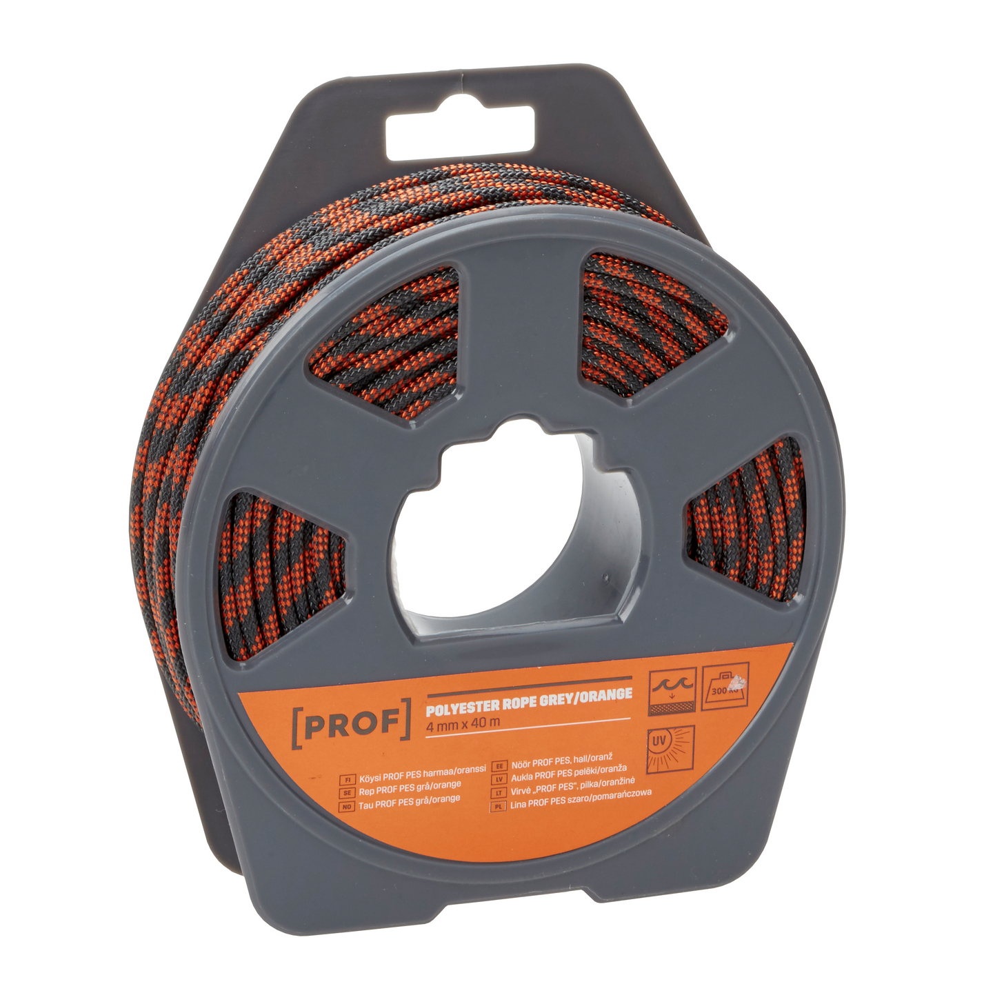 Köysi PROF polyesteri harmaa oranssi 4mmx40m